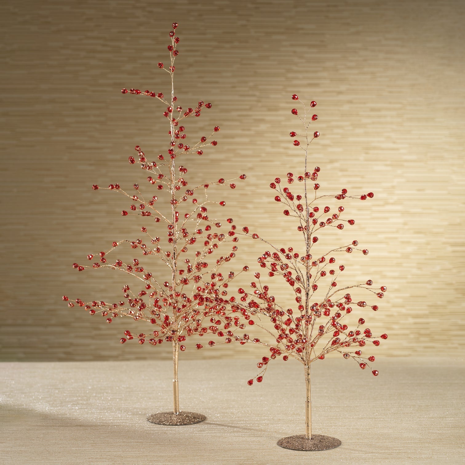 Beaded Glass Berry Tree - Red and Gold - Holiday Decor by Carlyle Avenue
