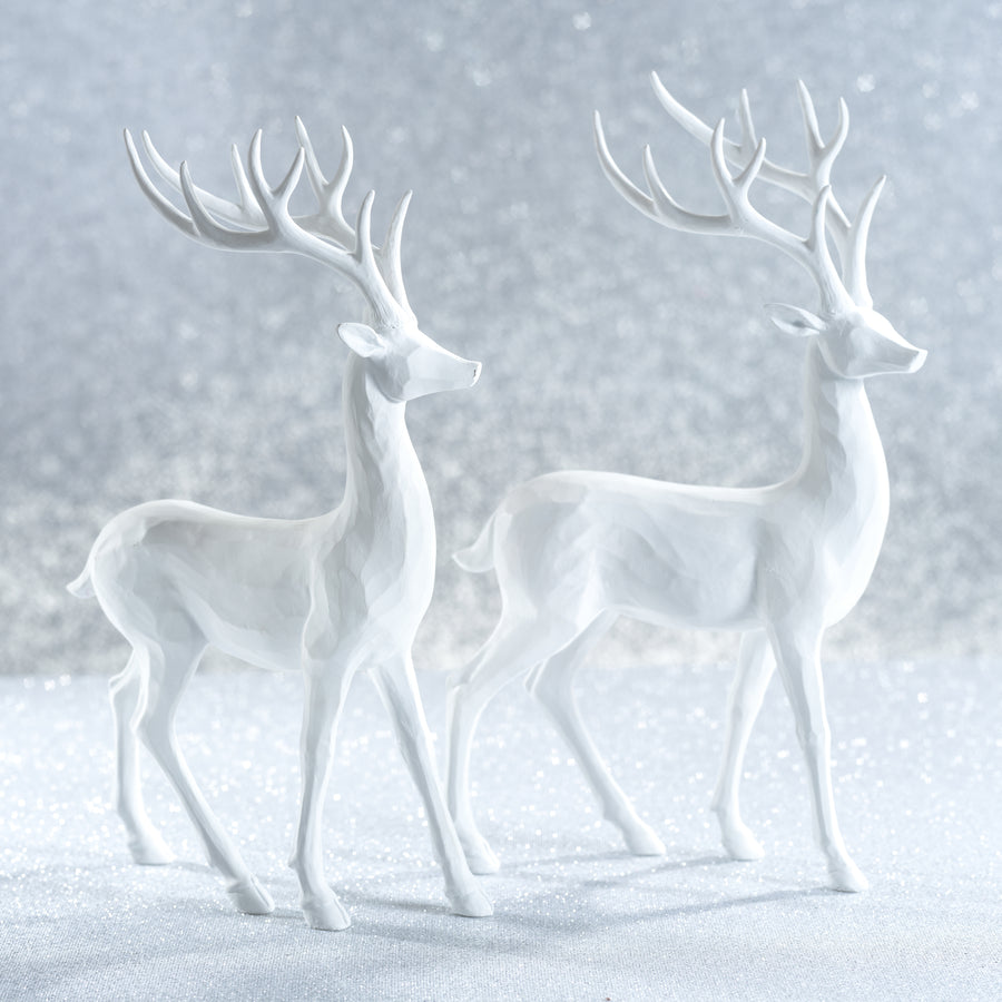 All White Decorative Deer - Set of 2 Assorted