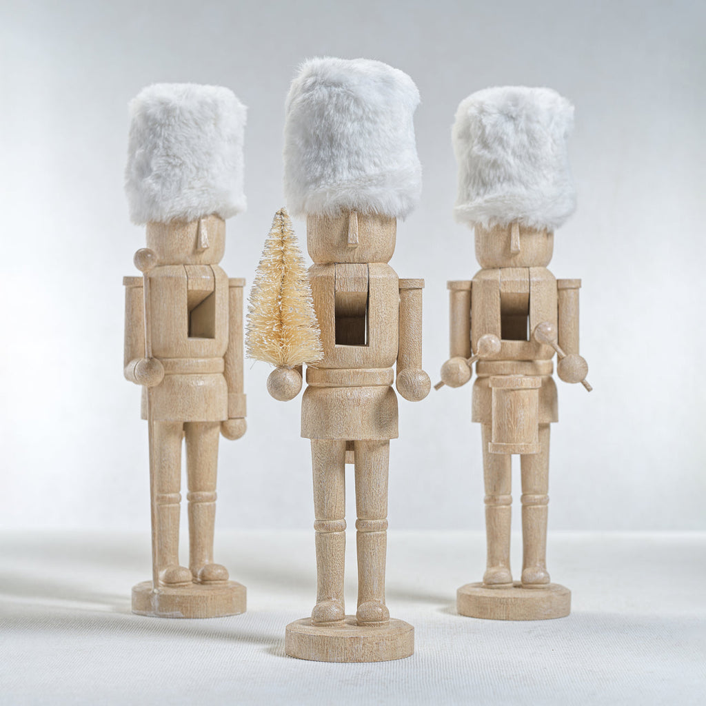 Resin Nutcrackers with White Fur Hats - Set of Three - Christmas Decor by Carlyle Avenue