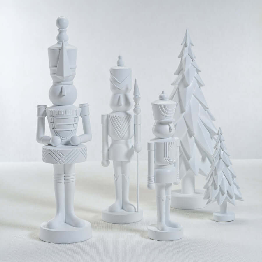 Set of 3 Assorted Resin Soldiers - Matte White - Christmas Decor by Carlyle Avenue