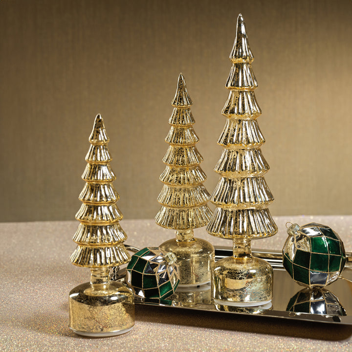 Alpine Rotating LED Tree - Antique Silver Gold