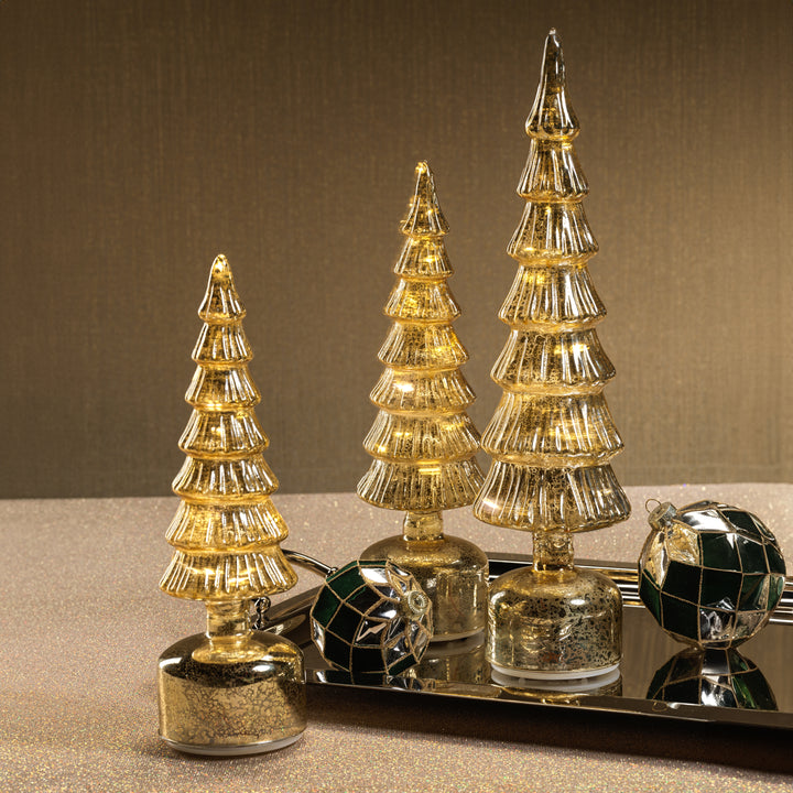 Alpine Rotating LED Tree - Antique Silver Gold