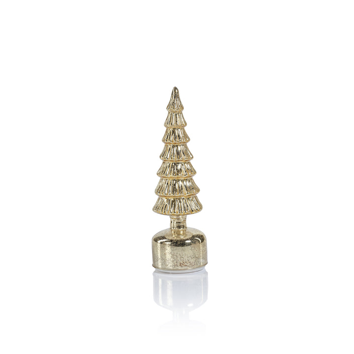 Alpine Rotating LED Tree - Antique Silver Gold