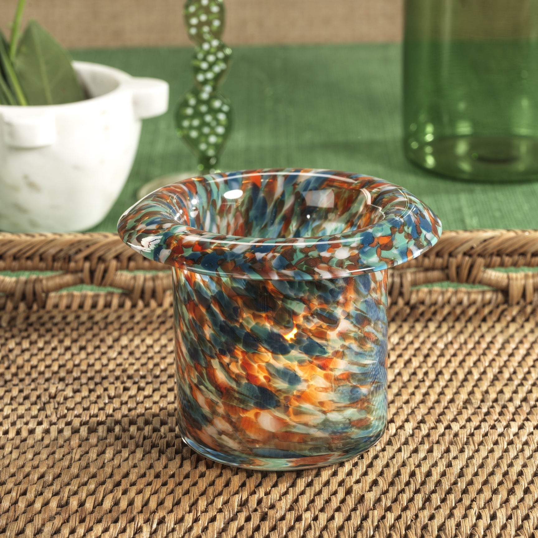 Celia Opal Confetti Glass Multipurpose Candle Holder / Vase, Set of 4