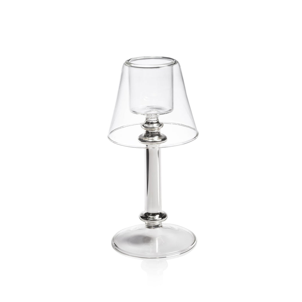 Isola Glass Tealight Lamp - Clear and Silver - Tealight Holders by Carlyle Avenue