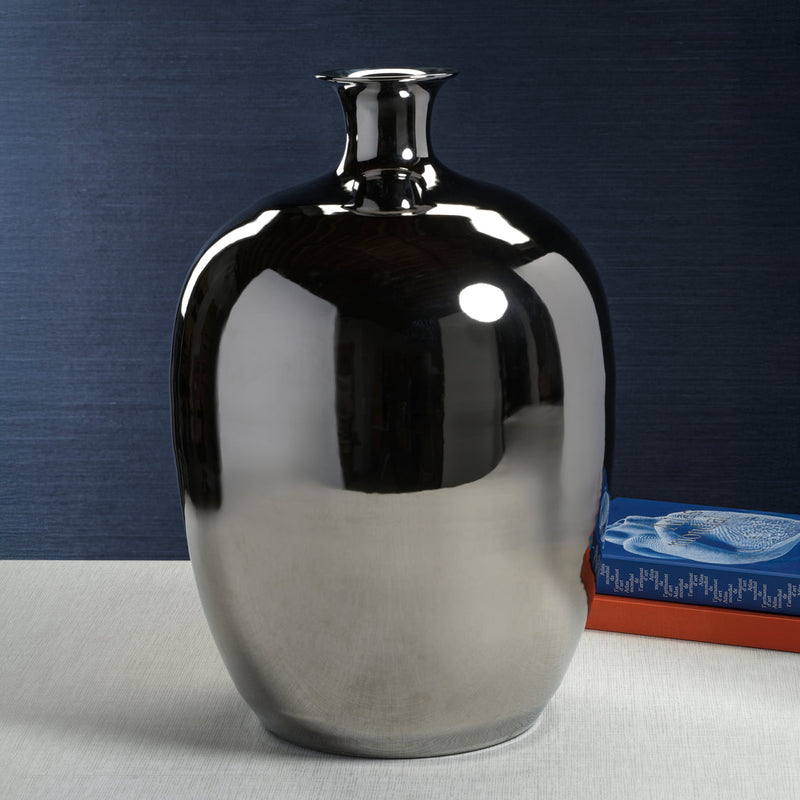 Stella Silver Metallic Ceramic Vase - Vases by Carlyle Avenue