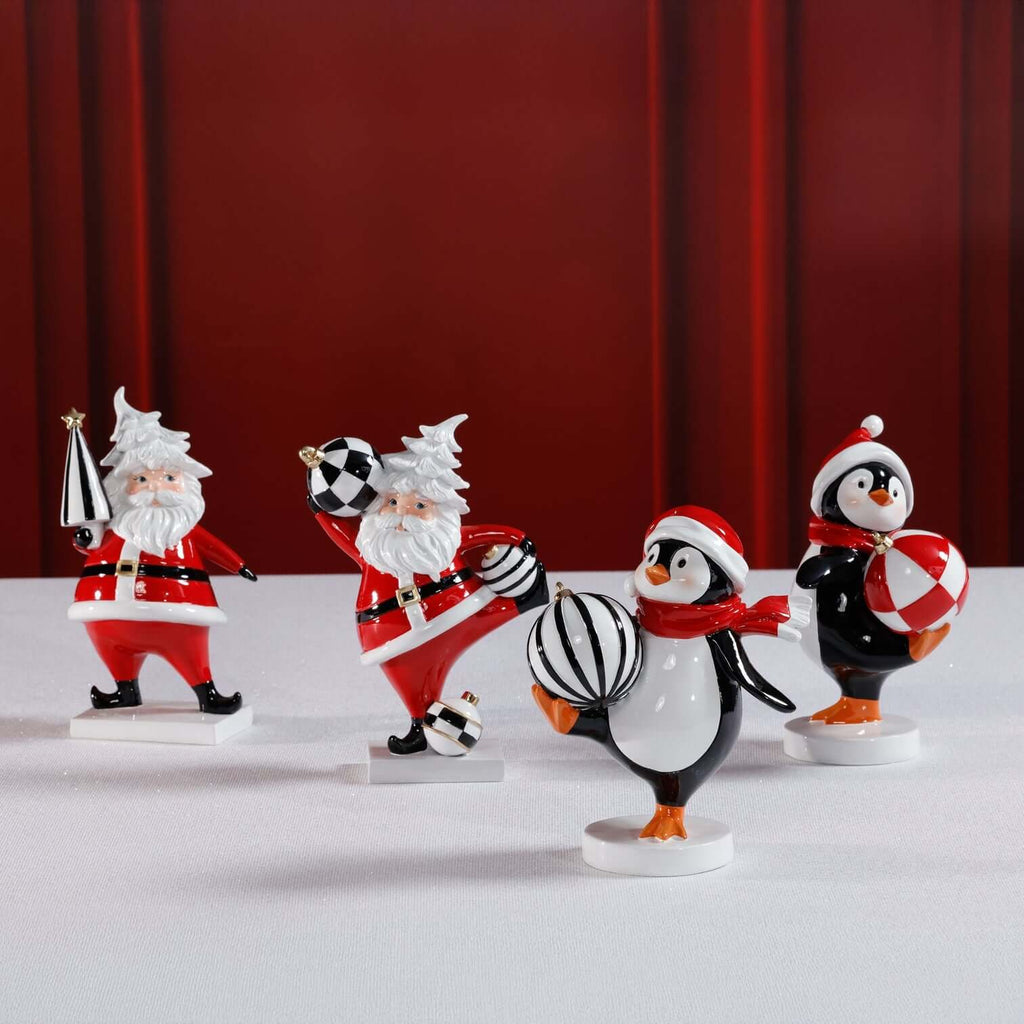 The Festive Four - 4 Assorted Pieces - Santa & Penguin - Christmas Decor by Carlyle Avenue