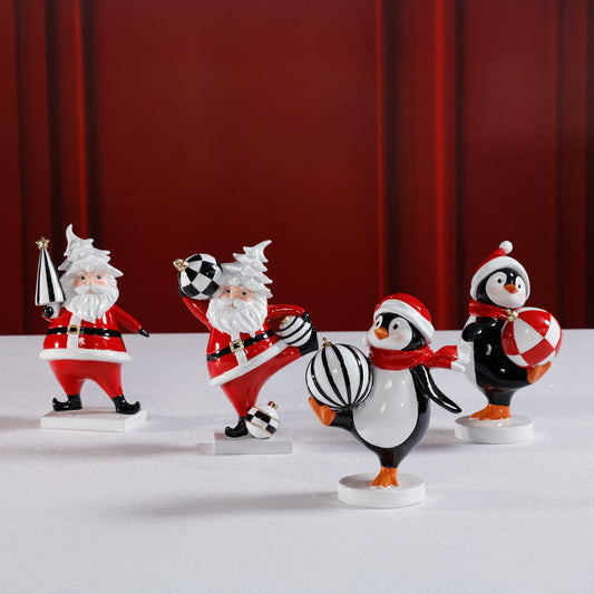 The Festive Four - 4 Assorted Pieces - Santa & Penguin - Christmas Decor by Carlyle Avenue