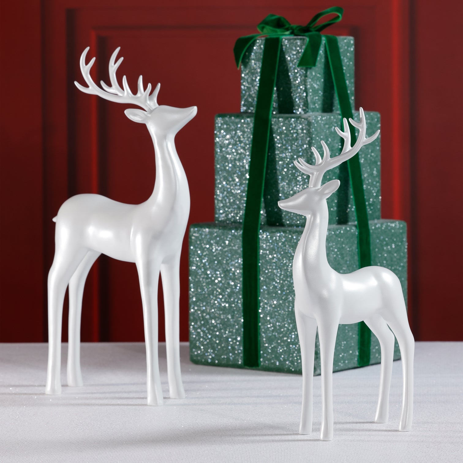 Pearl White Deer - Set of 2 Assorted - Thumbnail 2
