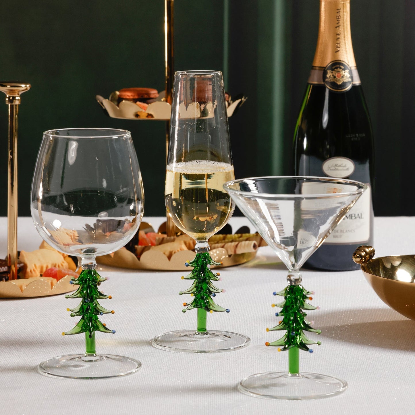 Christmas Tree Icon Glassware Collection - Green - Drinkware Sets by Carlyle Avenue