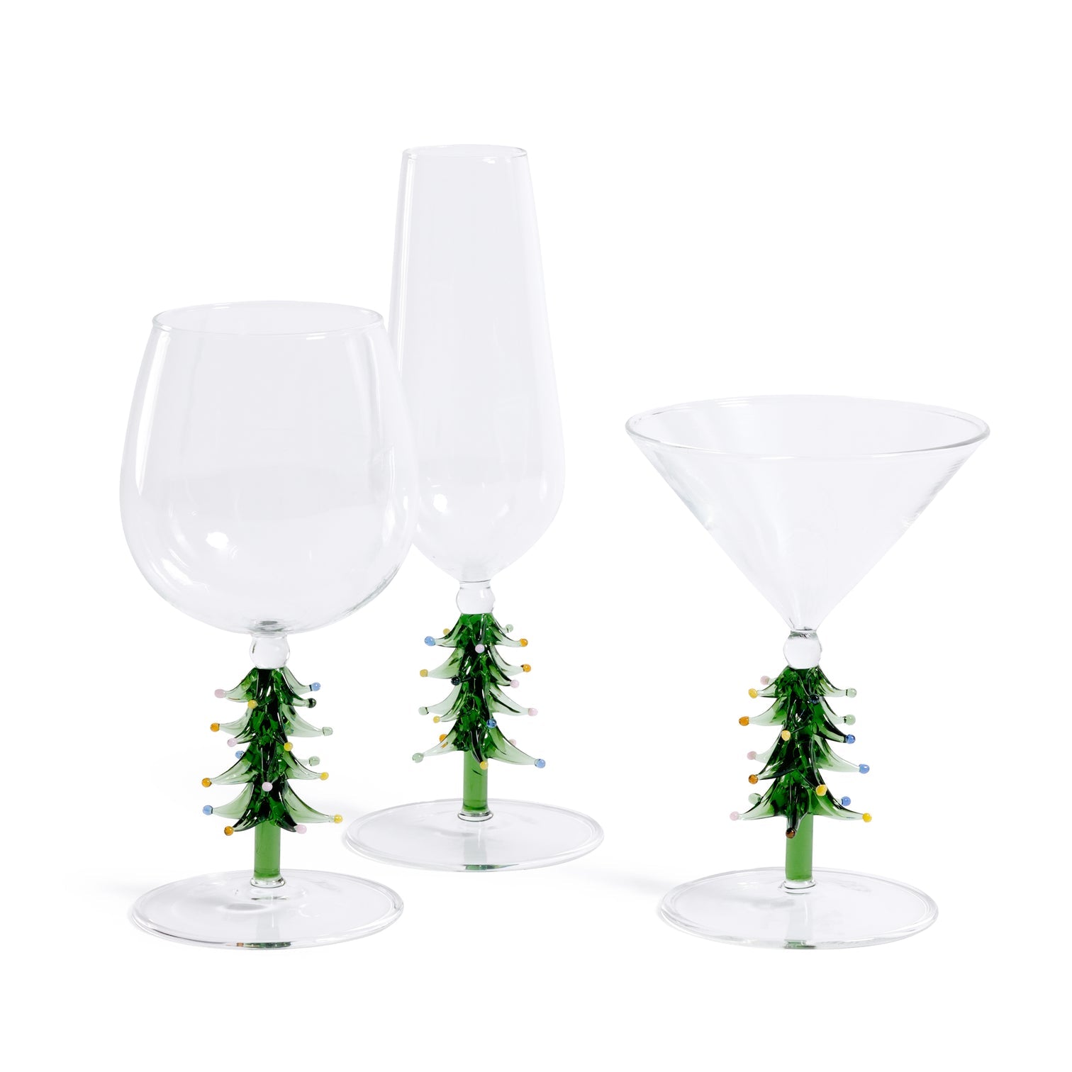 Christmas Tree Icon Glassware Collection - Green - Drinkware Sets by Carlyle Avenue