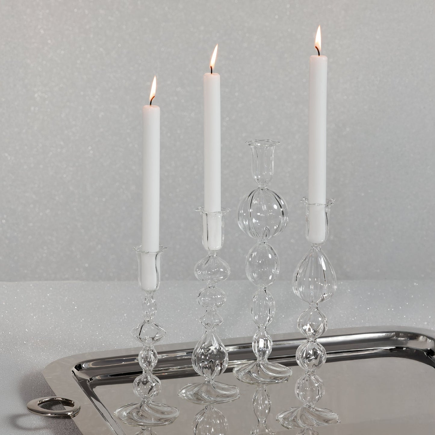 Marais Blown Glass Candle Holder - Clear