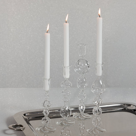 Marais Blown Glass Candle Holder - Clear
