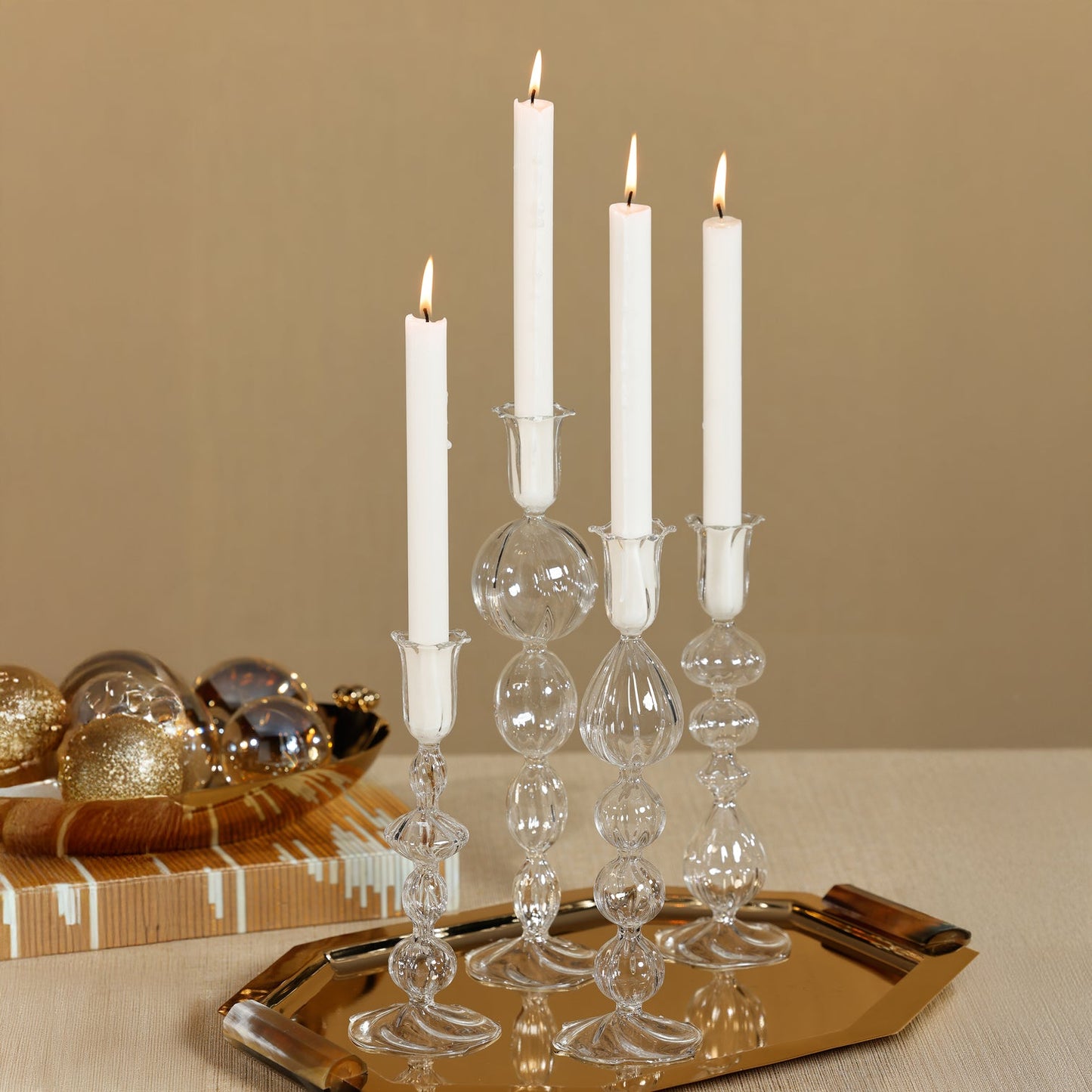 Marais Blown Glass Candle Holder - Clear