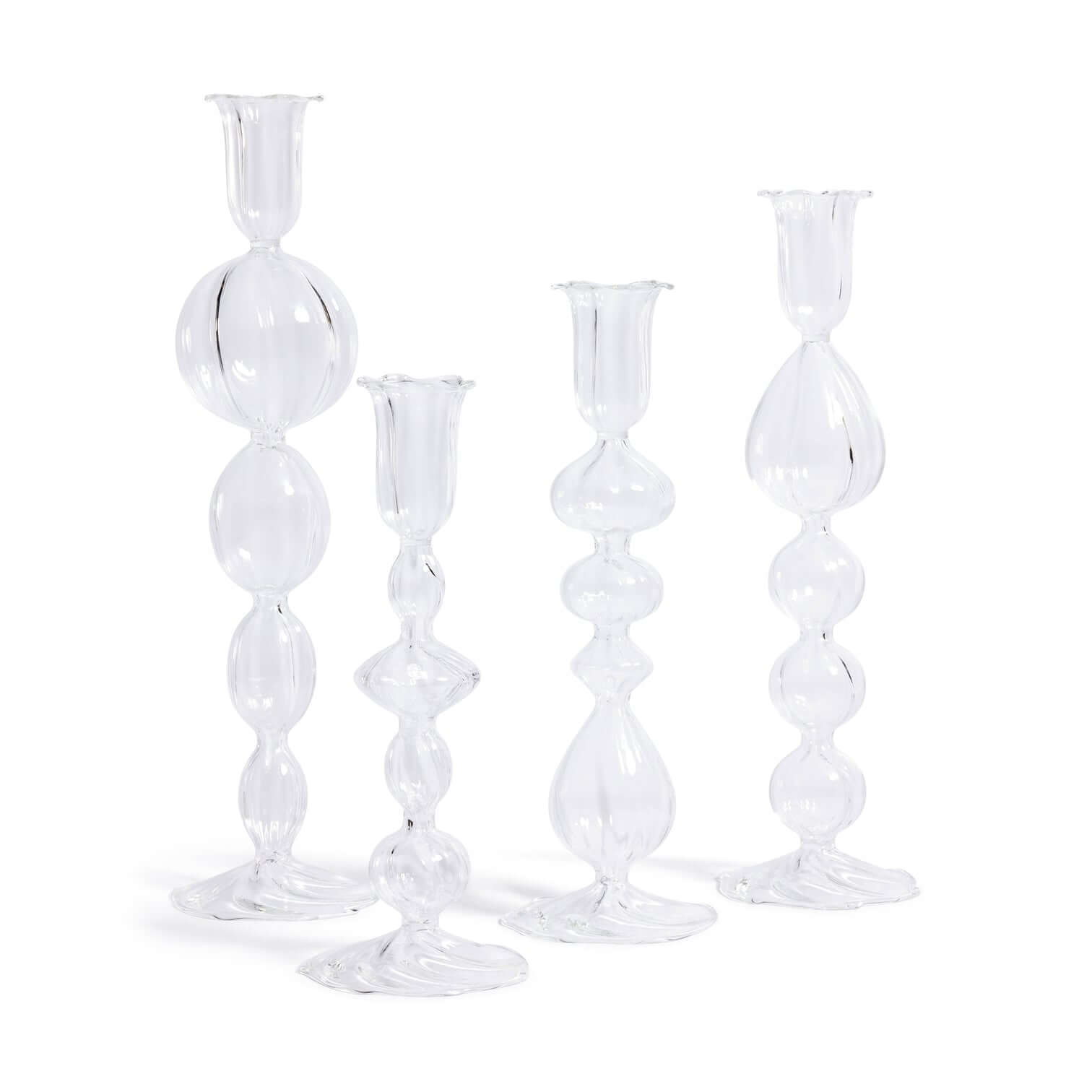 Marais Blown Glass Candle Holder - Clear - Candle Holders by Carlyle Avenue