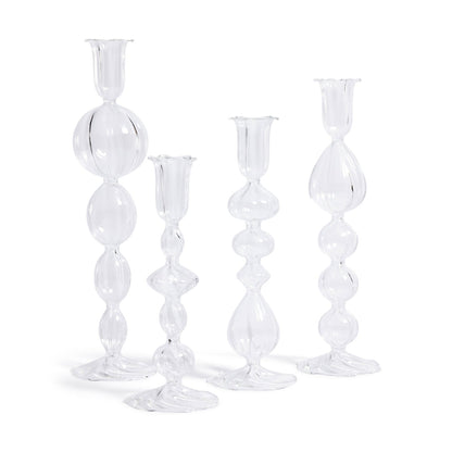 Marais Blown Glass Candle Holder - Clear - CARLYLE AVENUE