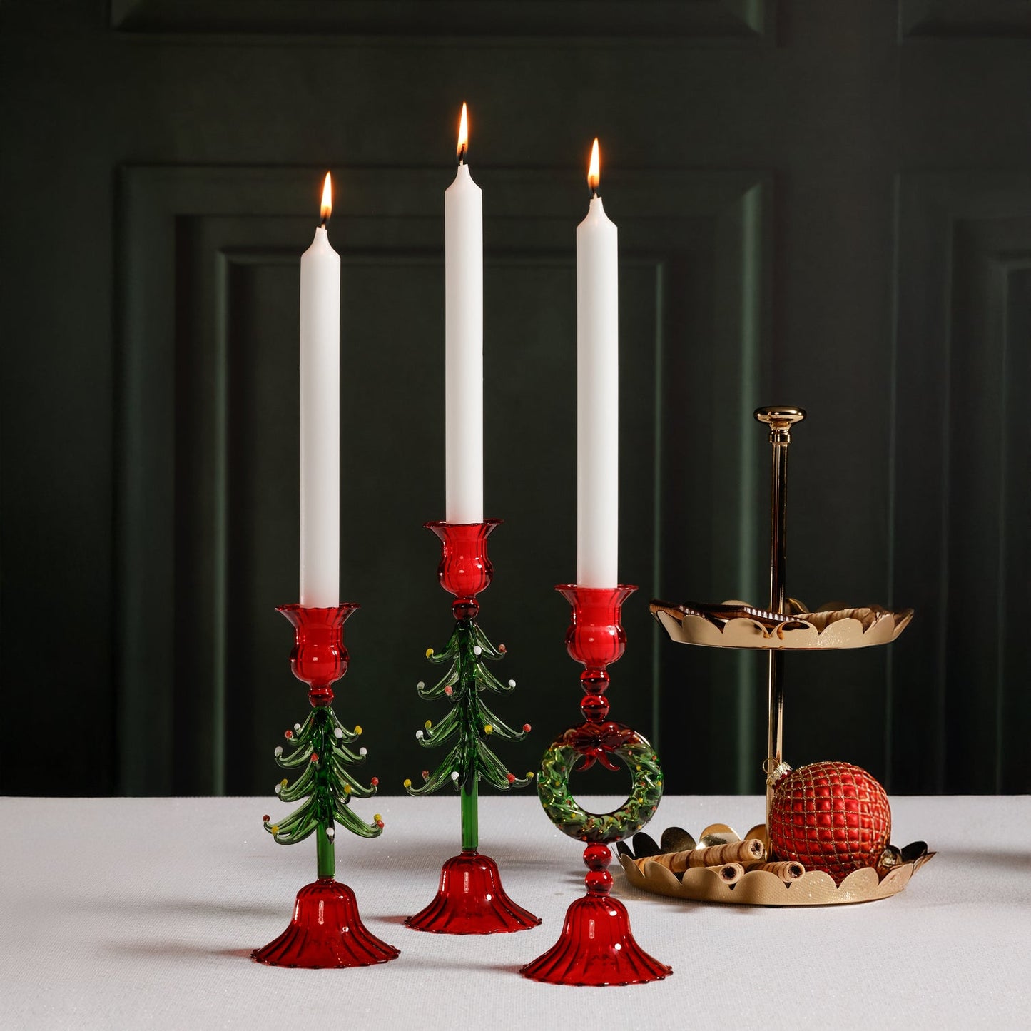 Holiday Icon Candle Holder - Red & Green