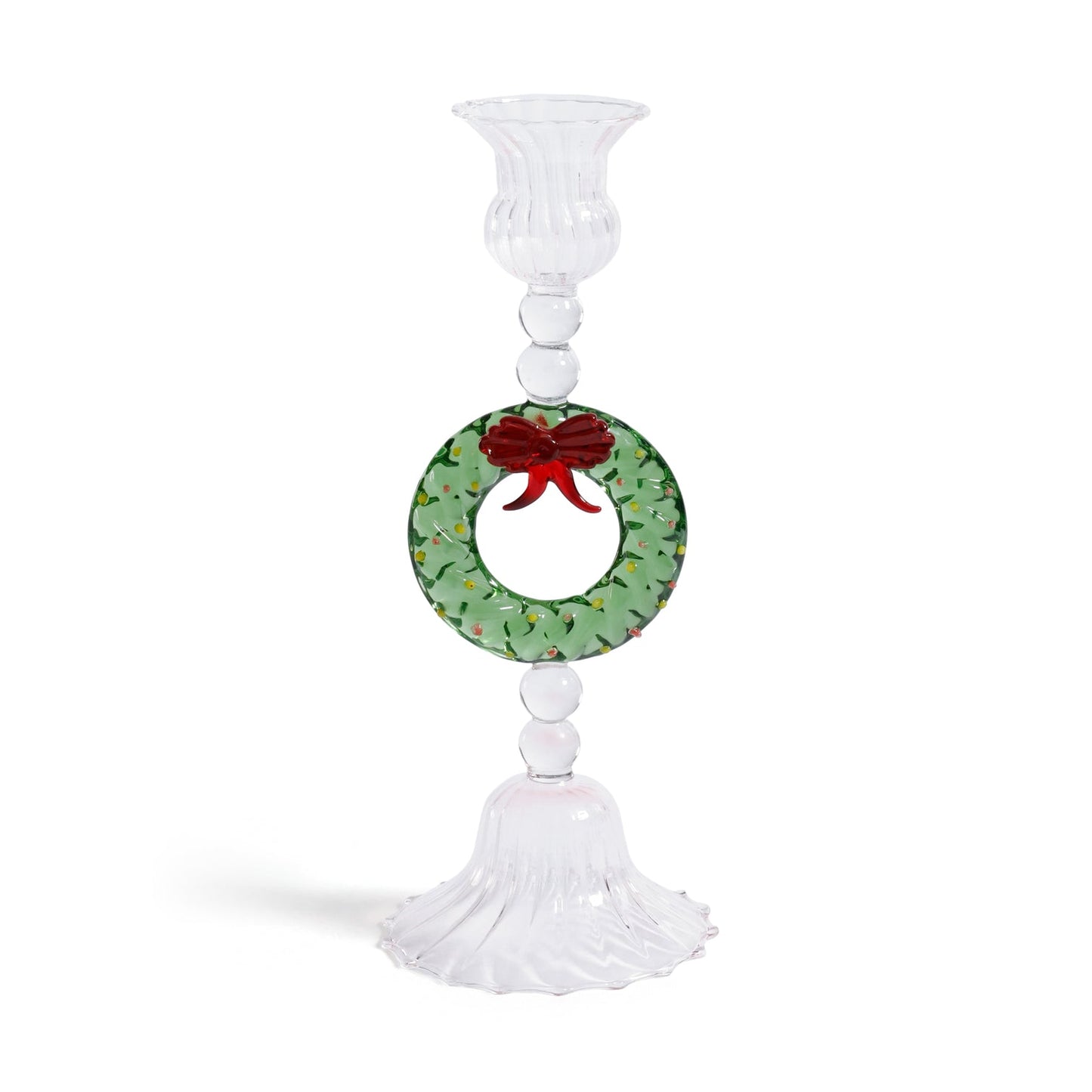 Holiday Icon Candle Holder - Clear & Green - Candle Holders by Carlyle Avenue