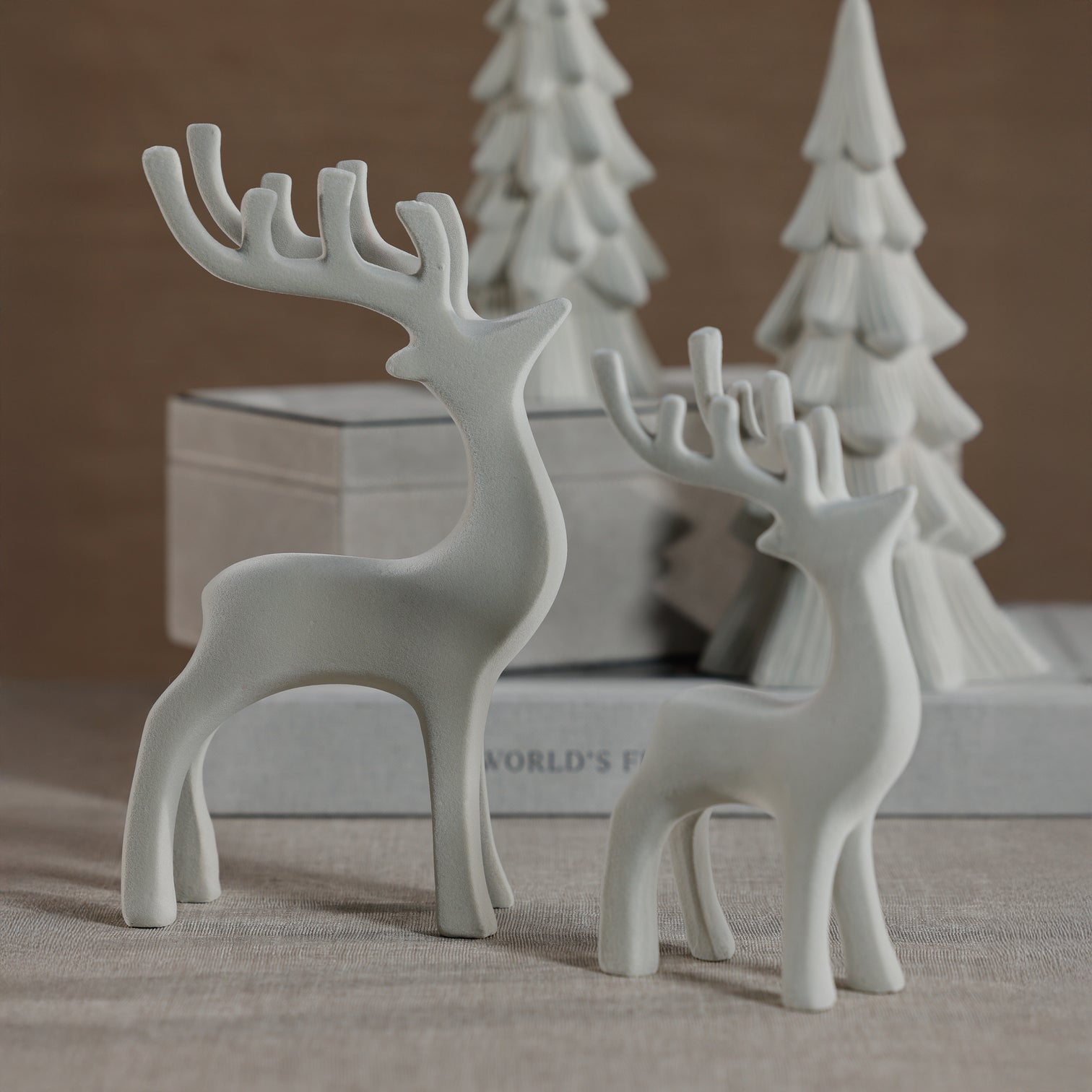 Flocked Deer - Set of 2 Assorted - Thumbnail 2