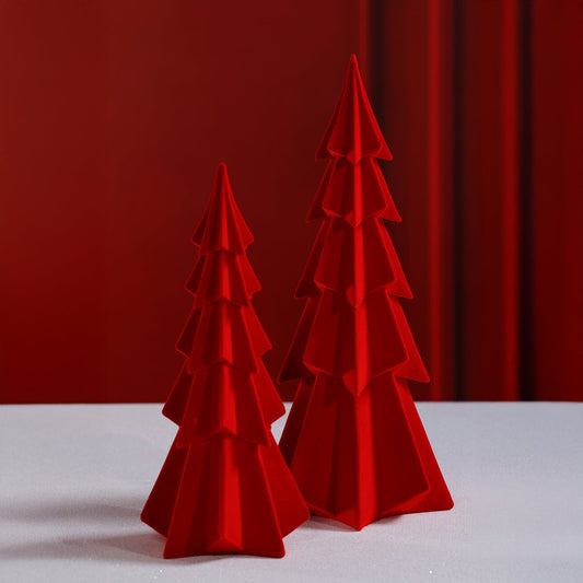 Flocked Decorative Tree - Red