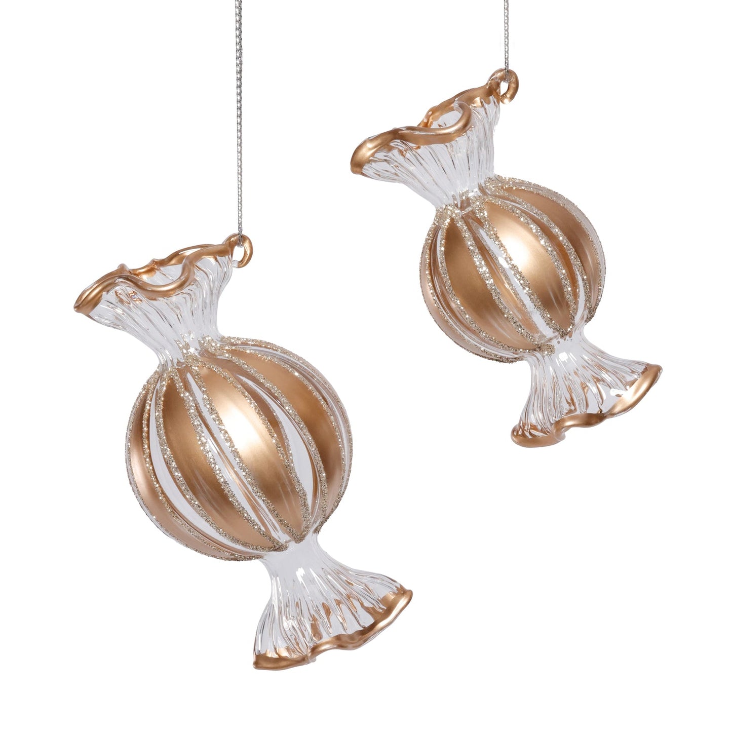 Wrapped Candy Glass Ornaments - Set of 2