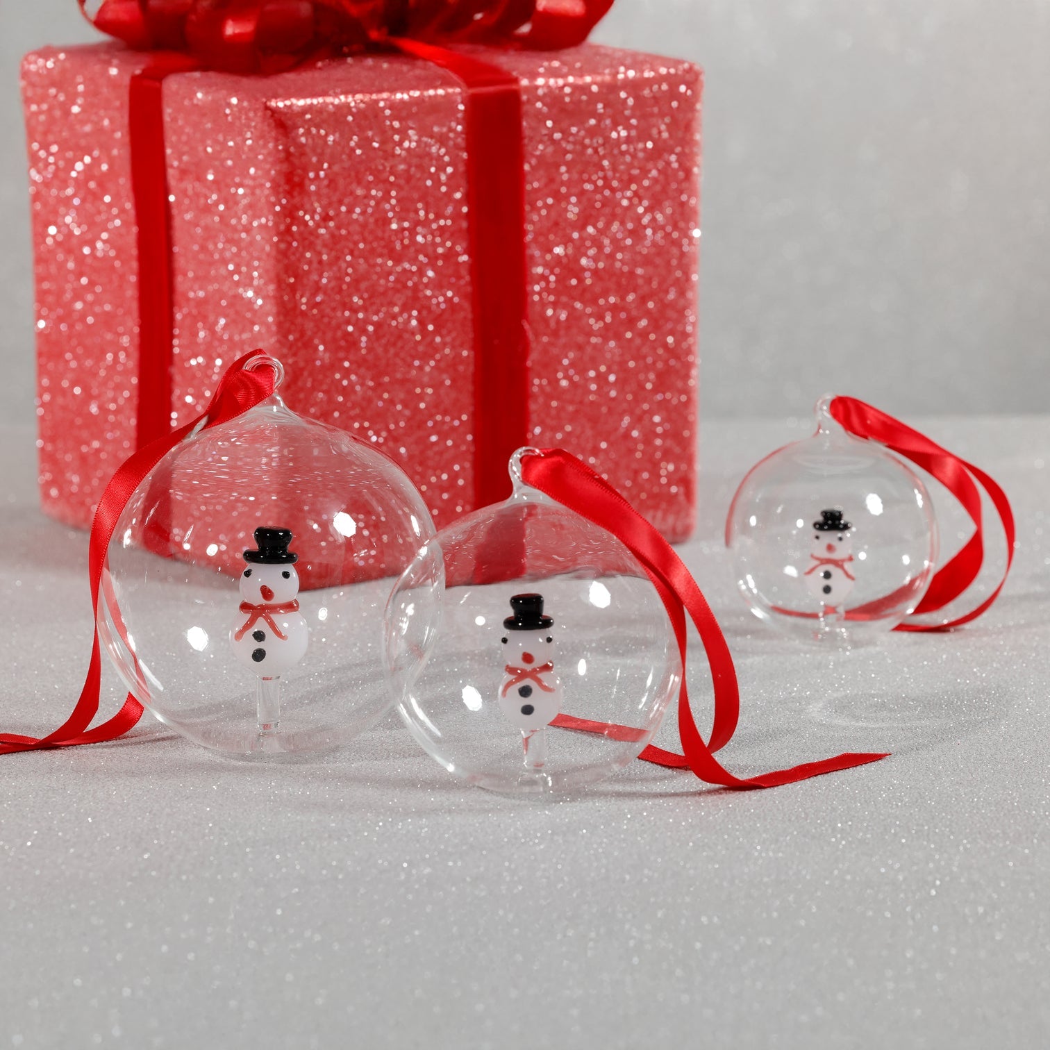Clear Glass Snowman Ornament - Thumbnail 2