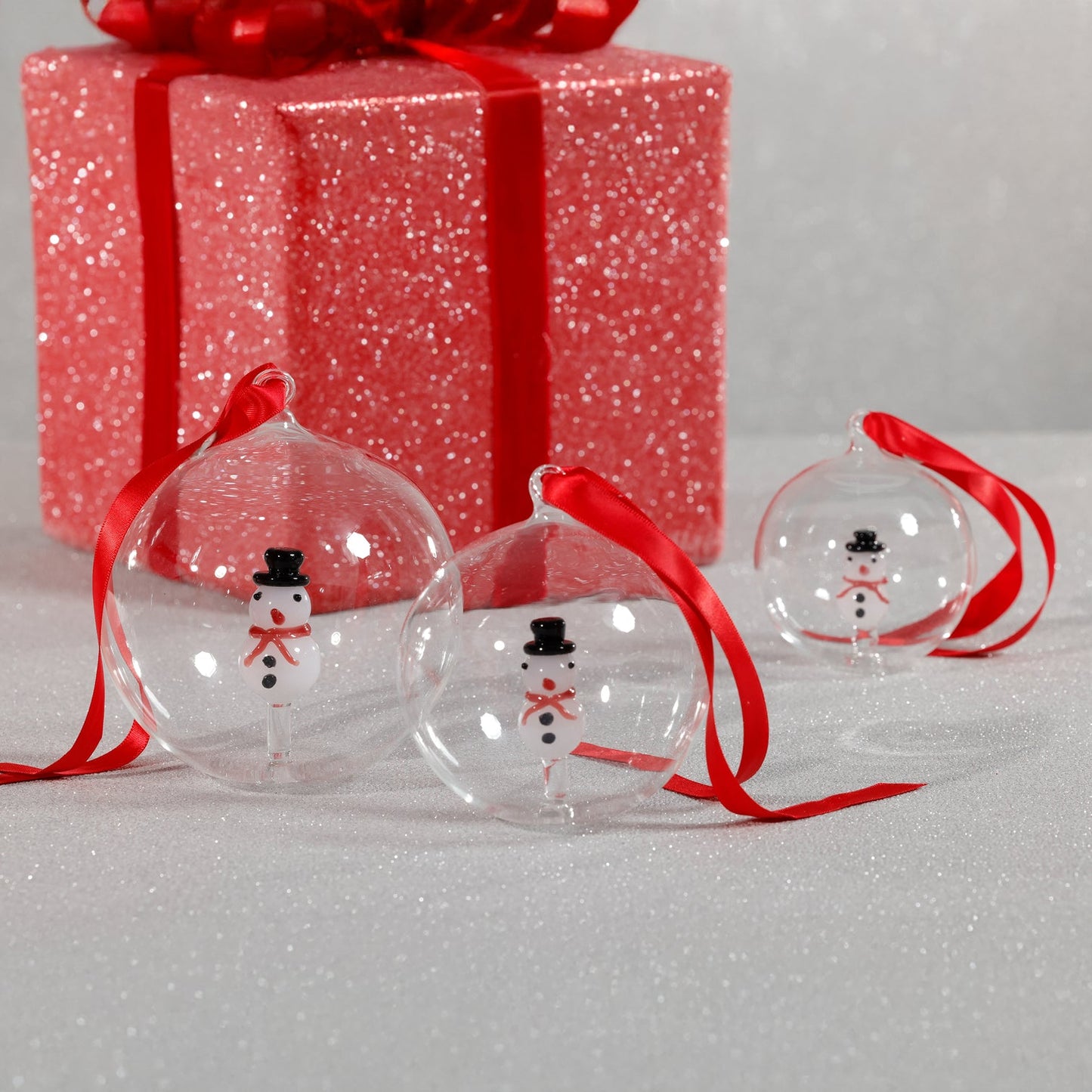 Clear Glass Snowman Ornament (SINGLE)