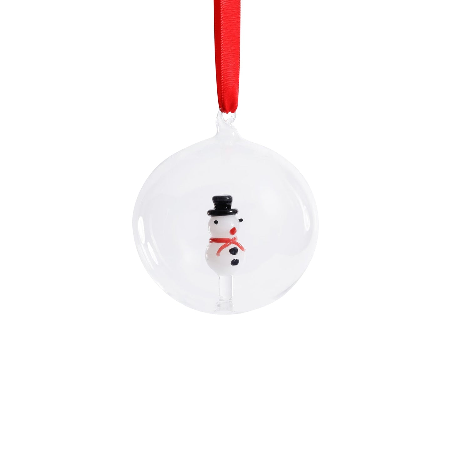 Clear Glass Snowman Ornament (SINGLE)