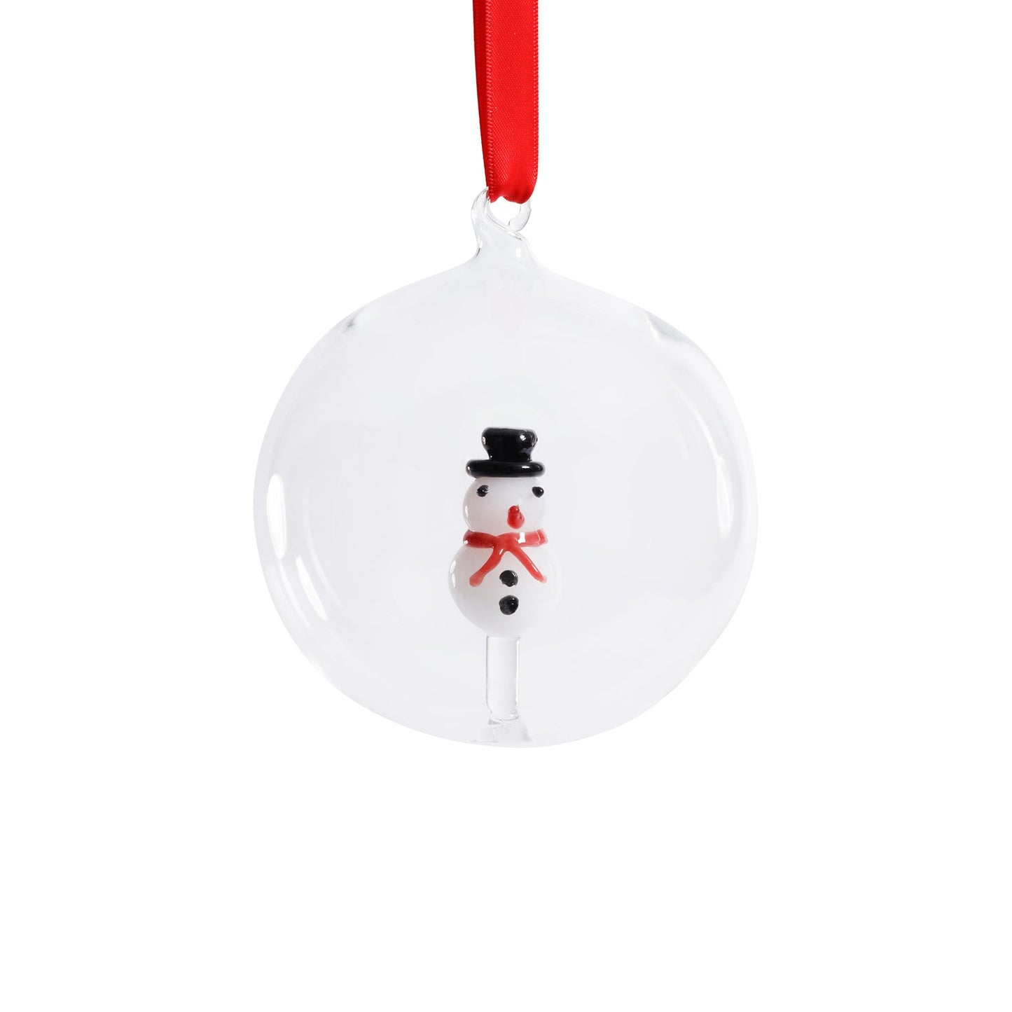 Clear Glass Snowman Ornament (SINGLE)