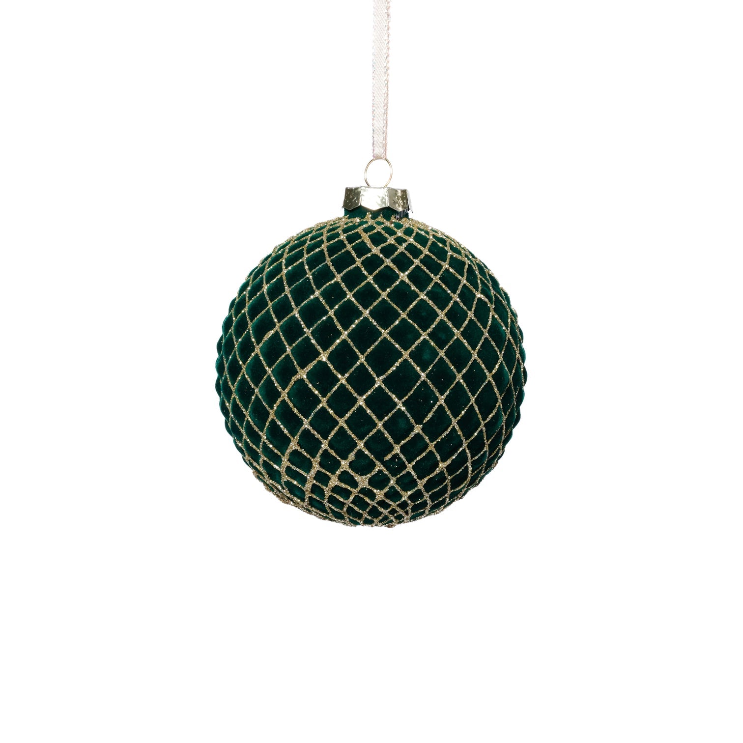 Green Flocked Glass Ball Ornament
