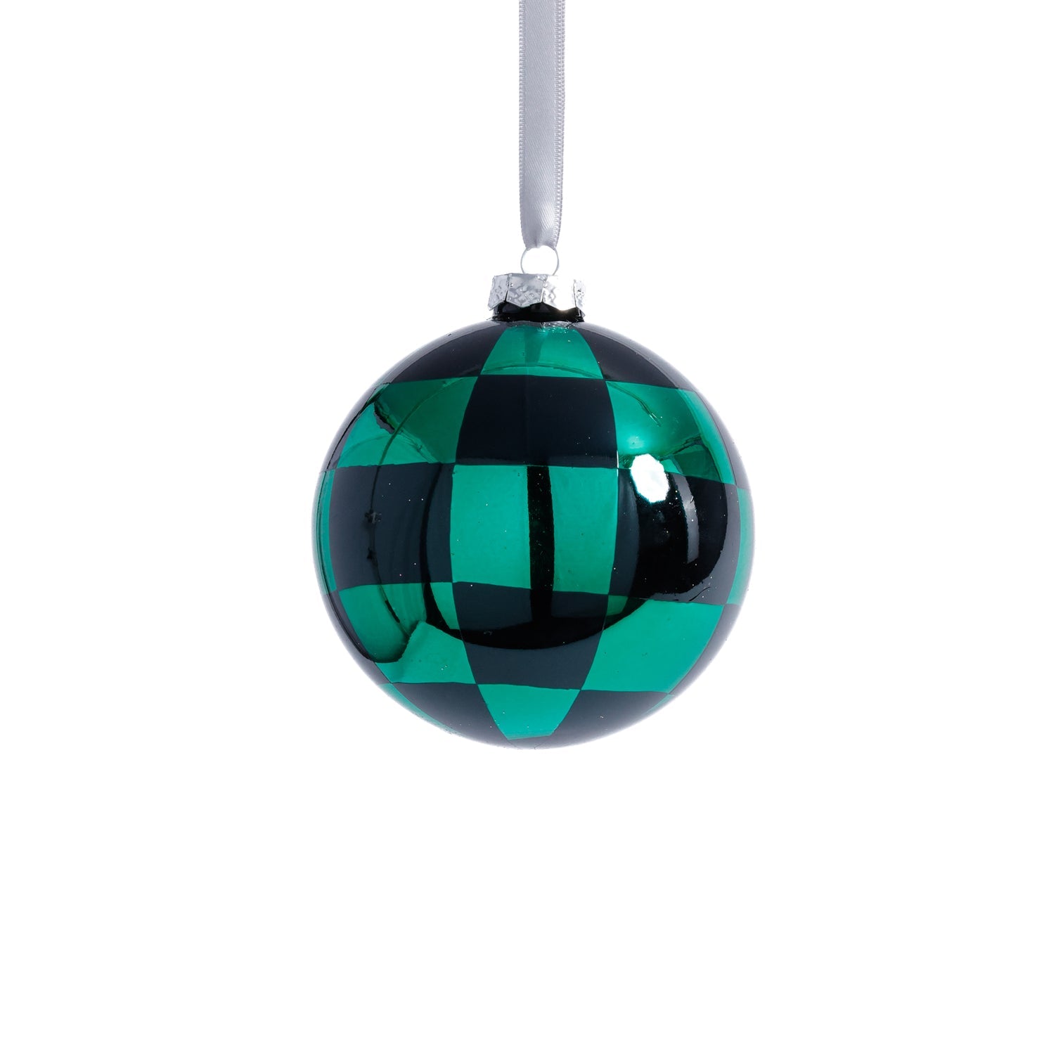 Checkered Glass Ball Ornament