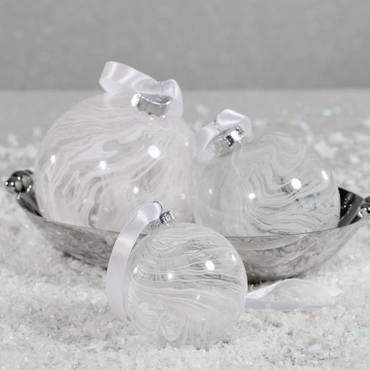 Watercolor Glass Ball Ornament - White