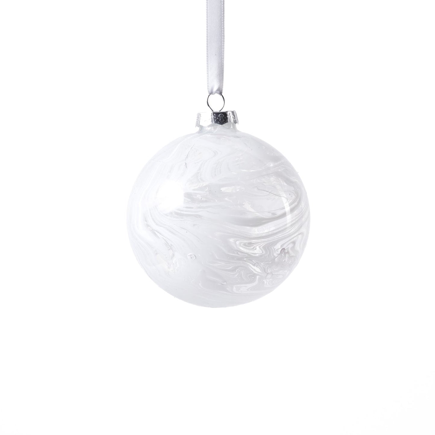 Watercolor Glass Ball Ornament - White