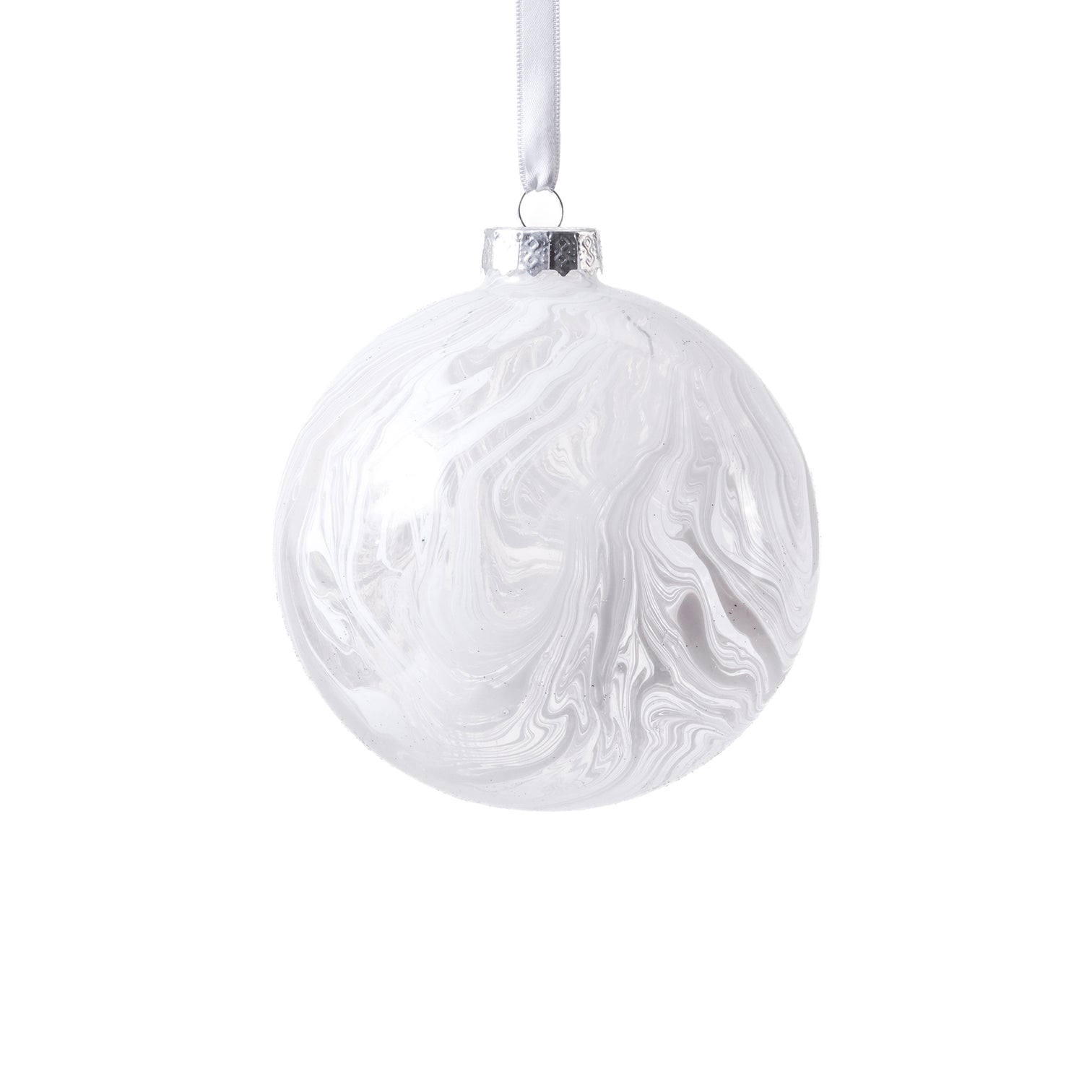 Watercolor Glass Ball Ornament - White