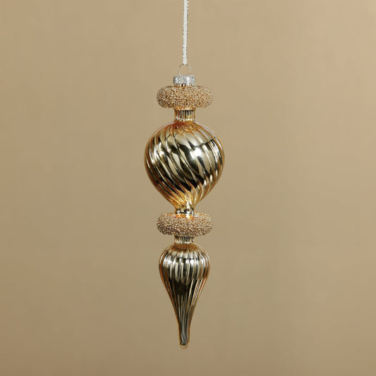 Gold Beaded Finial Ornament - Set of 4