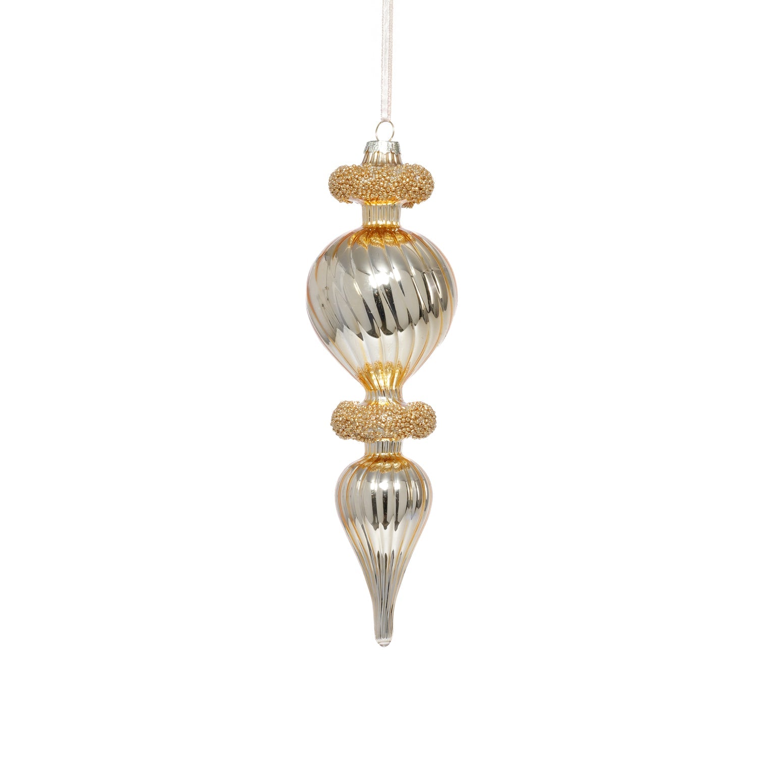 Gold Beaded Finial Ornament