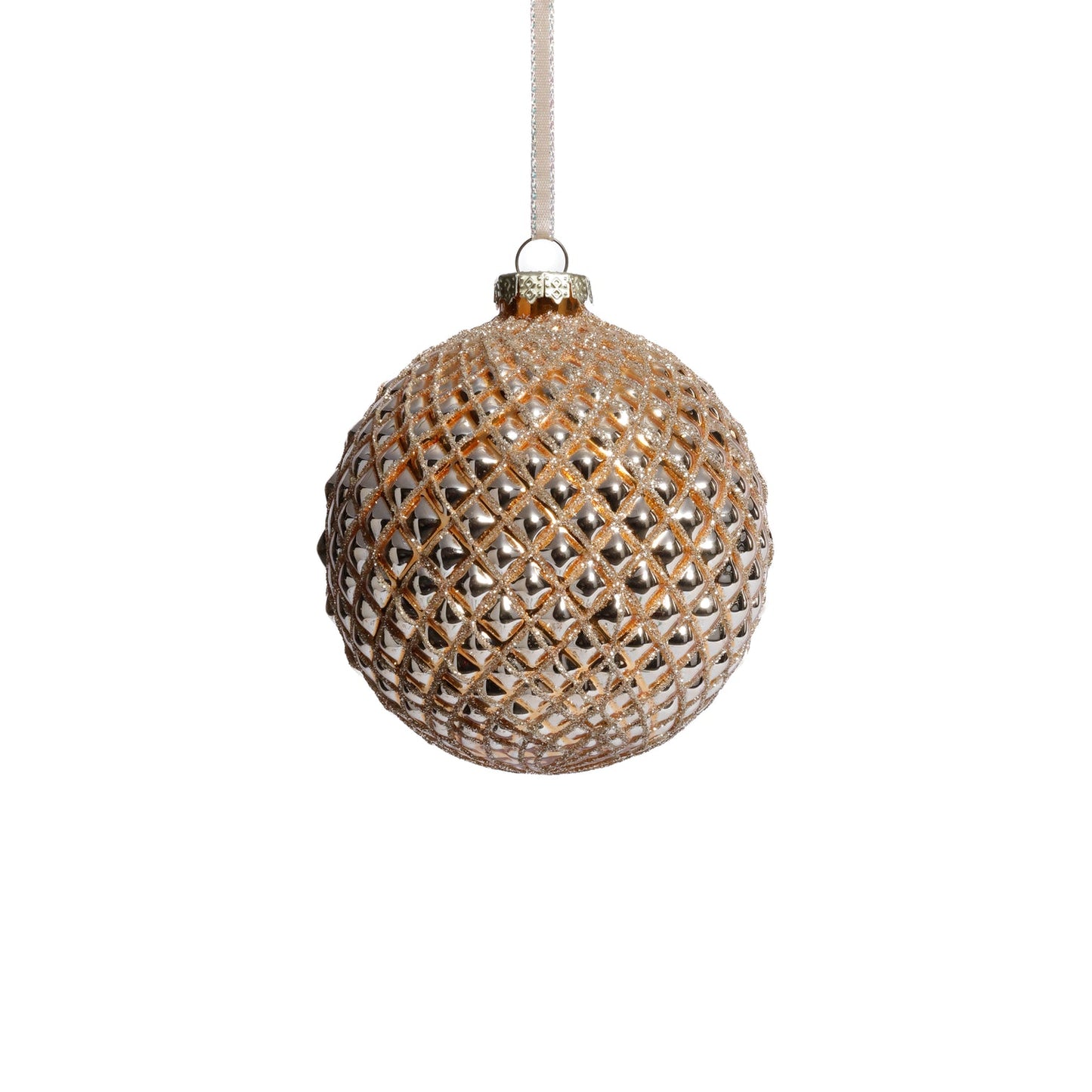 Metallic Glass Ball Ornament - Shiny Gold