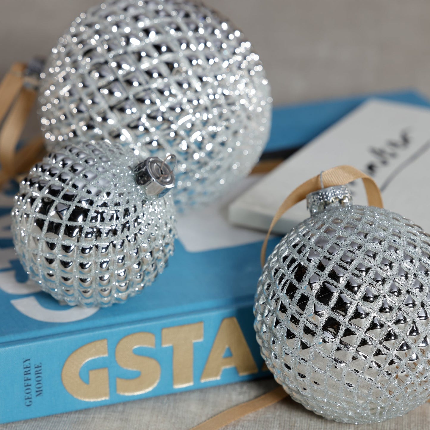 Metallic Glass Ball Ornament - Shiny Silver