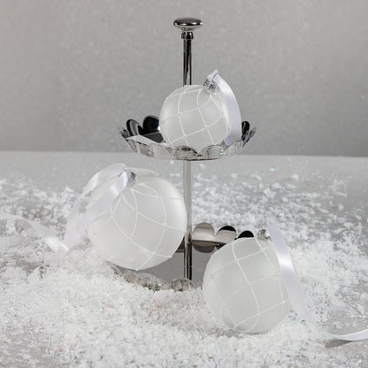 Frosted Glass Ball Ornament with White Glitter - Ornaments by Carlyle Avenue