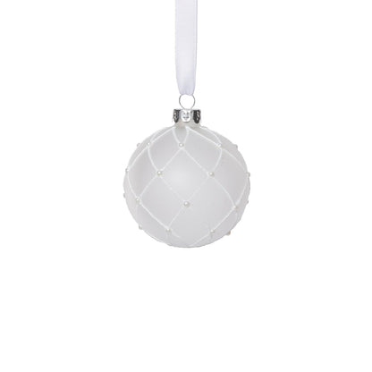 Frosted Glass Ball Ornament with White Glitter - Ornaments by Carlyle Avenue
