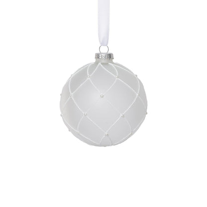Frosted Glass Ball Ornament with White Glitter - Ornaments by Carlyle Avenue