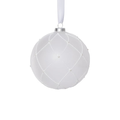 Frosted Glass Ball Ornament with White Glitter - Ornaments by Carlyle Avenue