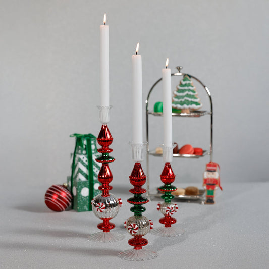 Holiday Mercury Taper Candle Holder