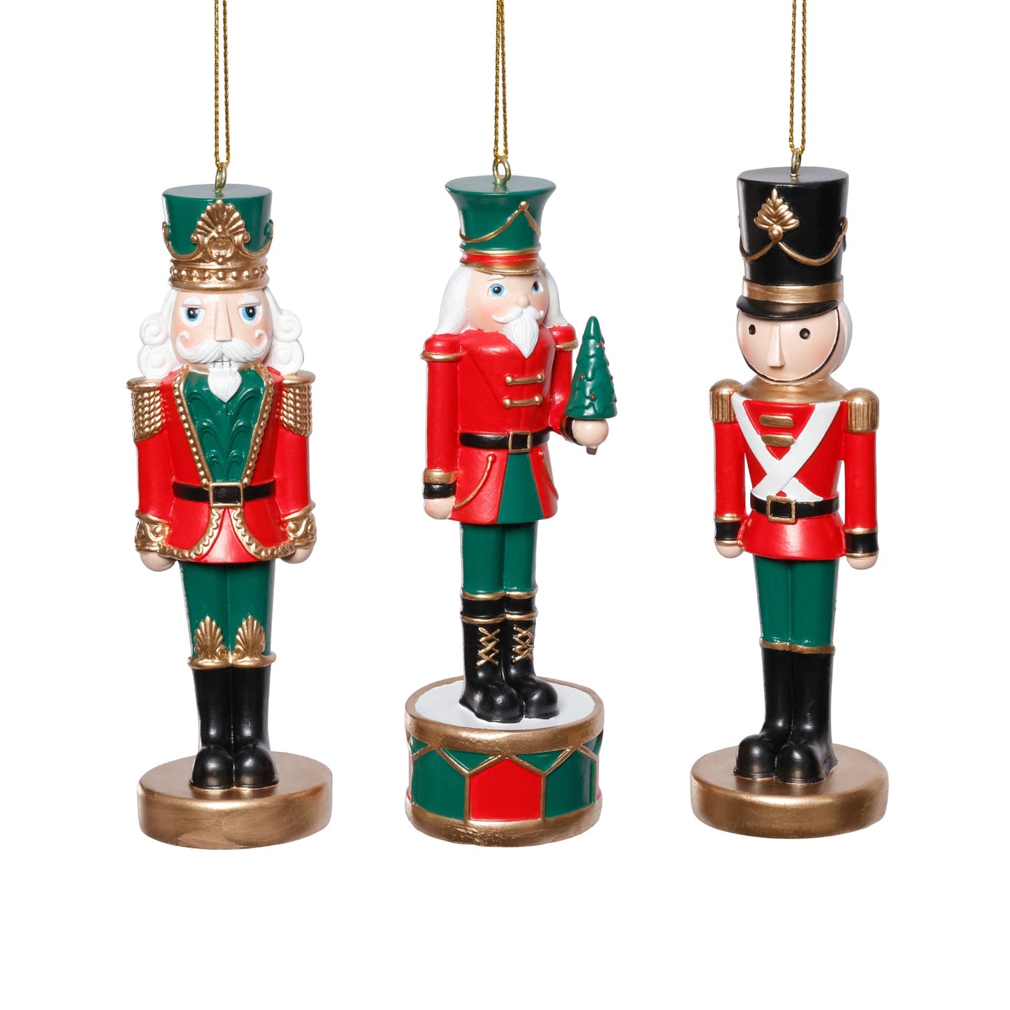 Set of 3 Assorted Soldier Ornament - Red & Green