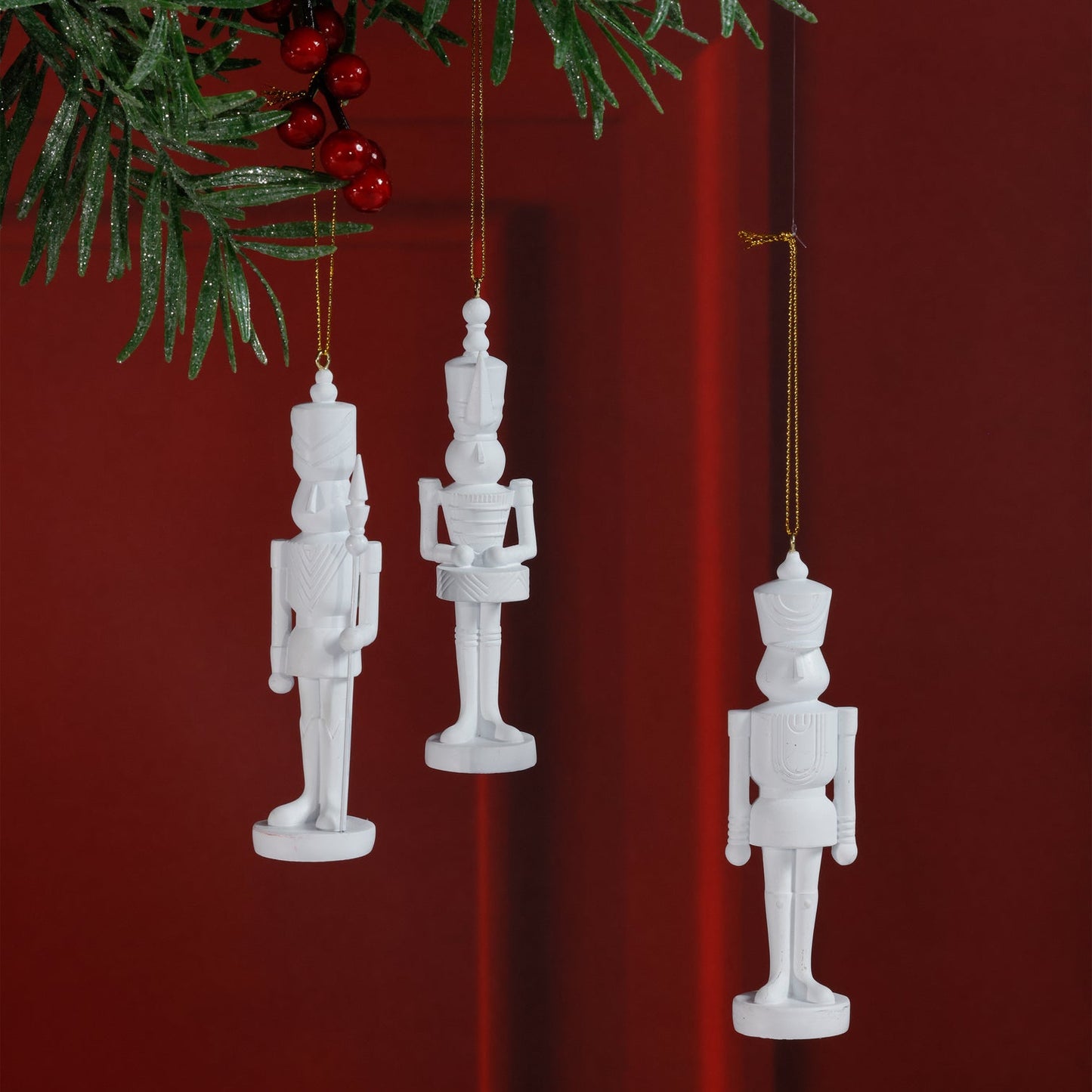 Set of 3 Assorted Soldier Ornament - White