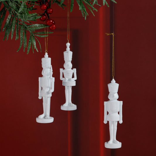 Set of 3 Assorted Soldier Ornament - White