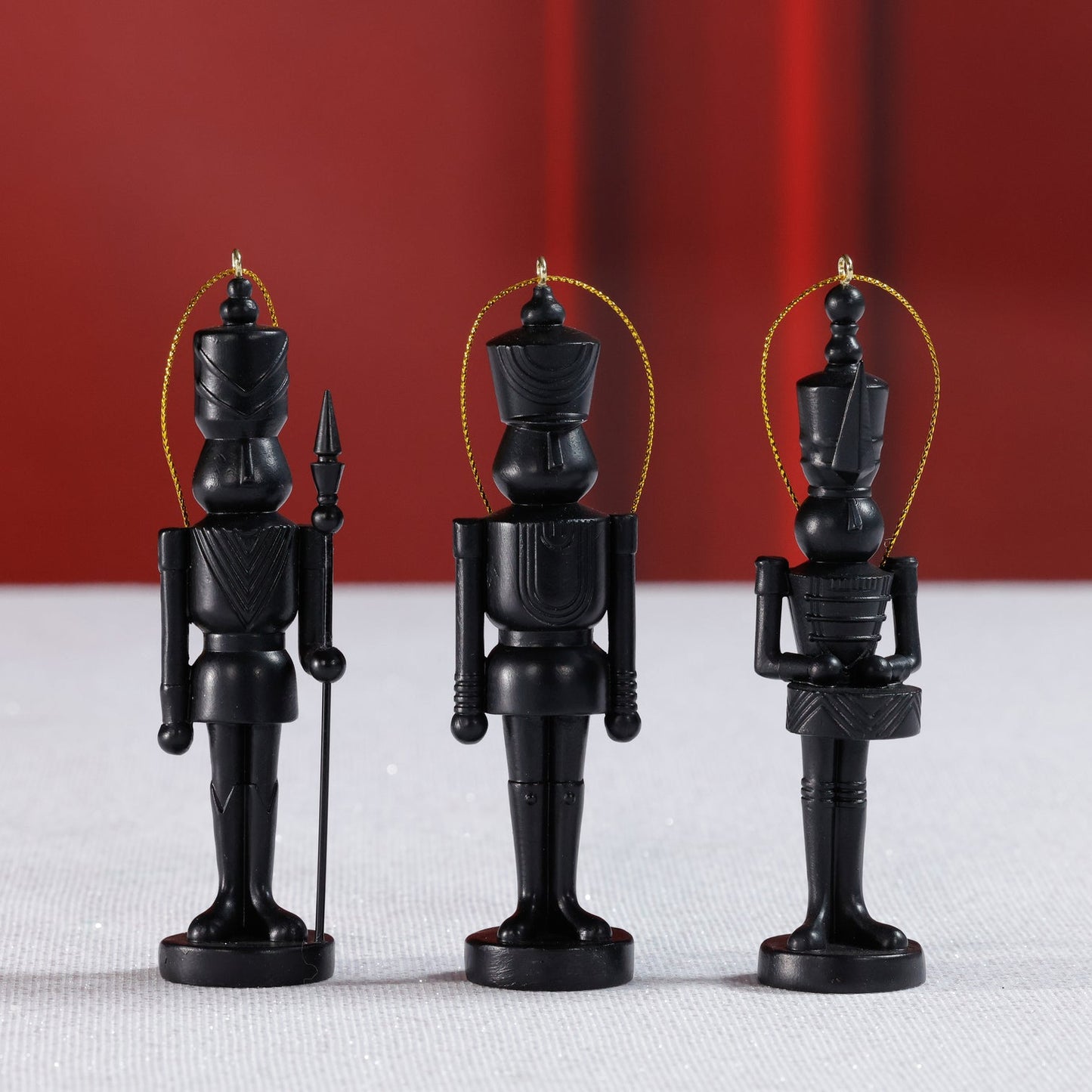 Set of 3 Assorted Soldier Ornament - Black