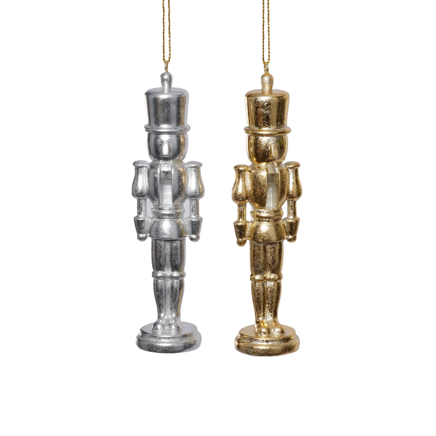 Set of 2 Assorted Soldier Ornament - Silver & Gold