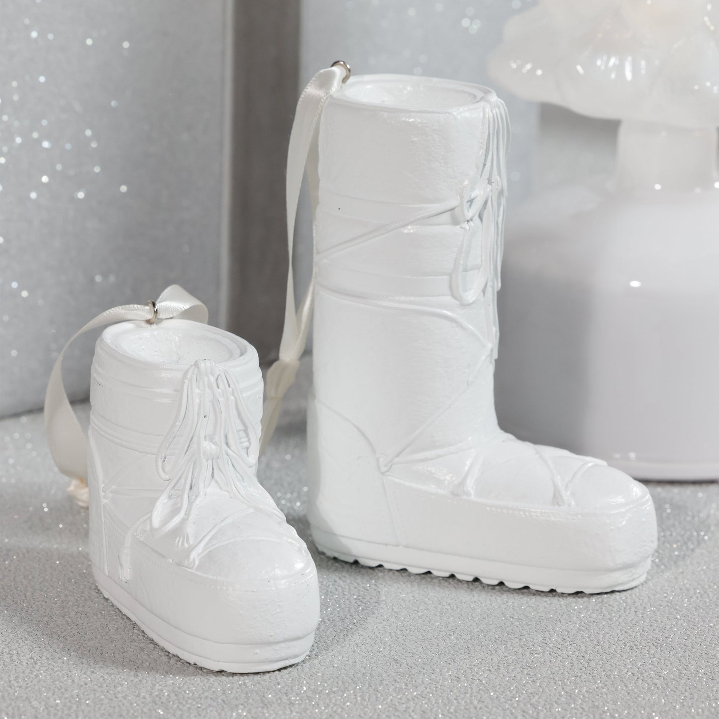 Après Ski Boots - White - Set of 6 Assorted - Christmas Ornaments by Carlyle Avenue