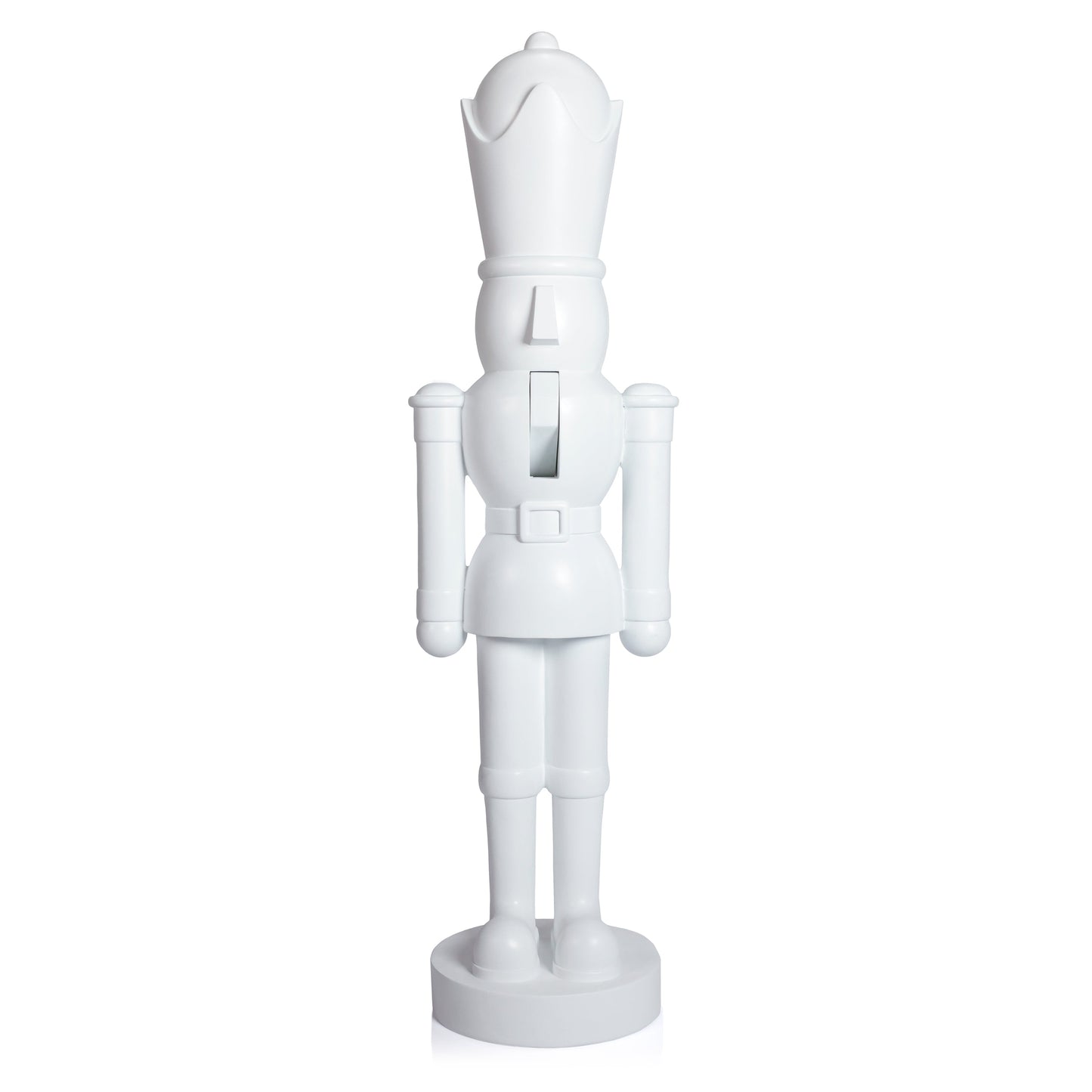 White nutcracker figurine on a white background
